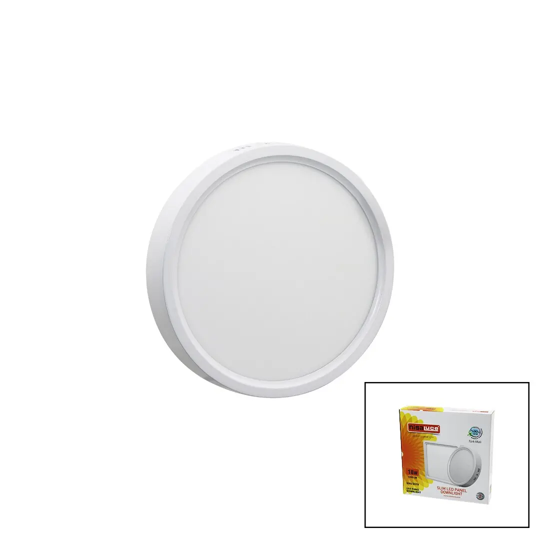 NİSALUCE EPL-18SÜ 18W BEYAZ METAL KASA SIVA ÜSTÜ YUVARLAK LED SLİM PANEL 1260LM BEYAZ=6500K 30.000 SAAT ÖMÜR (4745)