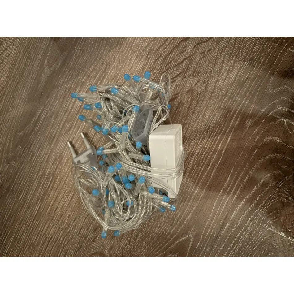 10 M 100 Led Damla Uçlu Mavi Işık Şeffaf Kablo MZ-17-6