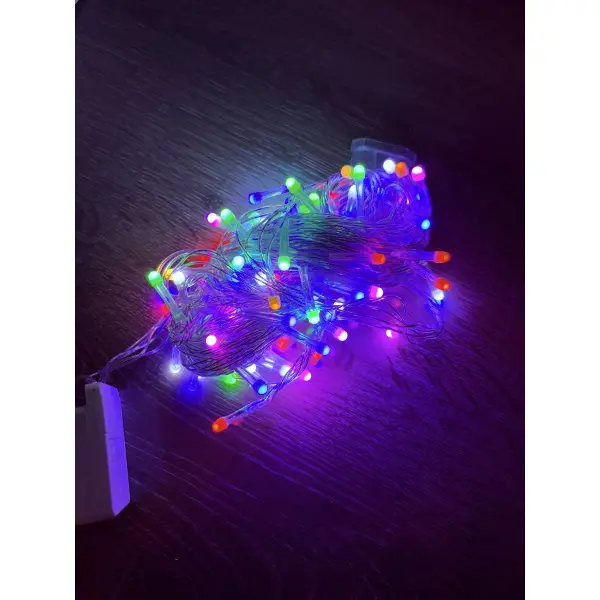 10 M 100 Led Damla Uçlu RGB Işık Şeffaf Kablo MZ-17-10