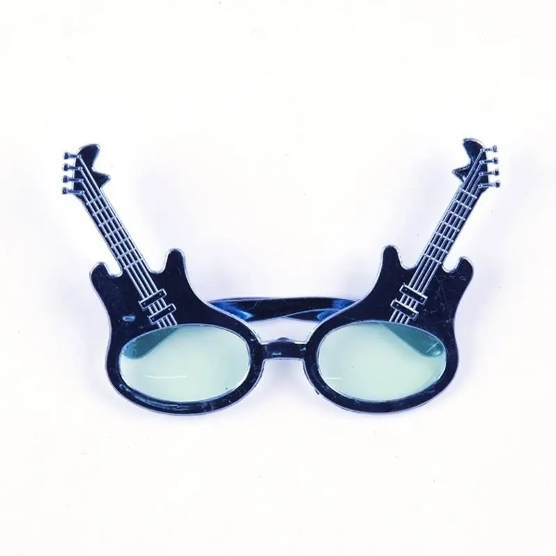 Rockn Roll Retro Gitar Şekilli Parti Gözlüğü Mavi Renk