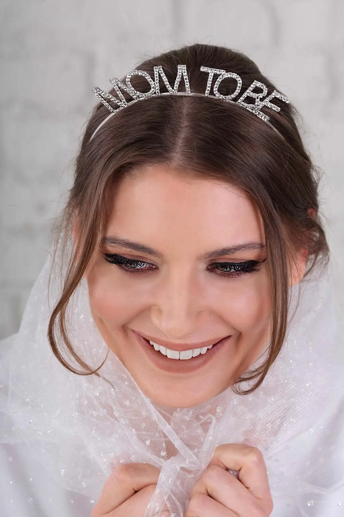 Kristal Taşlı Gümüş Renk Mom to Be Tacı Anne Tacı