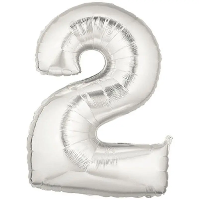 Şekilli Supershape Silver Rakam Folyo Balon 2 Numara
