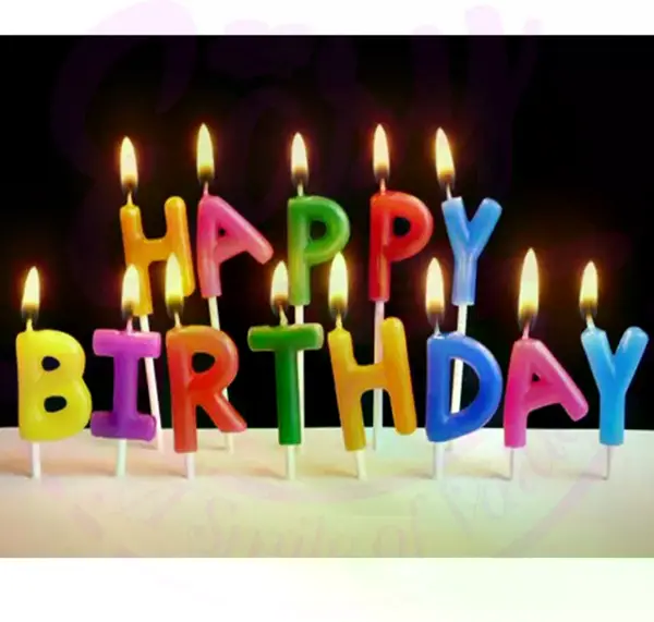 Rengarenk Happy Birthday Yazılabilen Doğum Günü Mumu