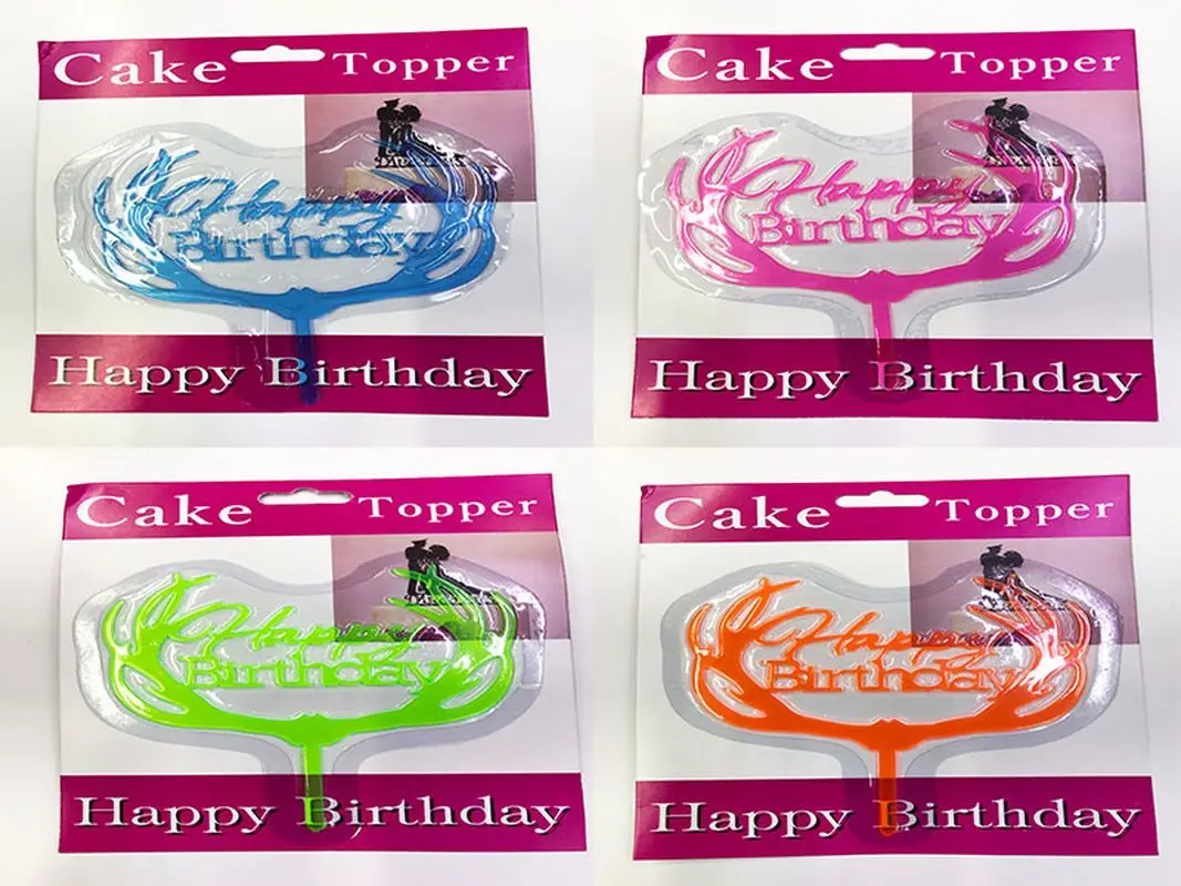 Happy Birthday Dallı Cake Topper 4 Adet