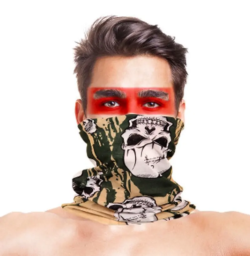 Baf Bandana Askeri Yeşil Kafatası Maske