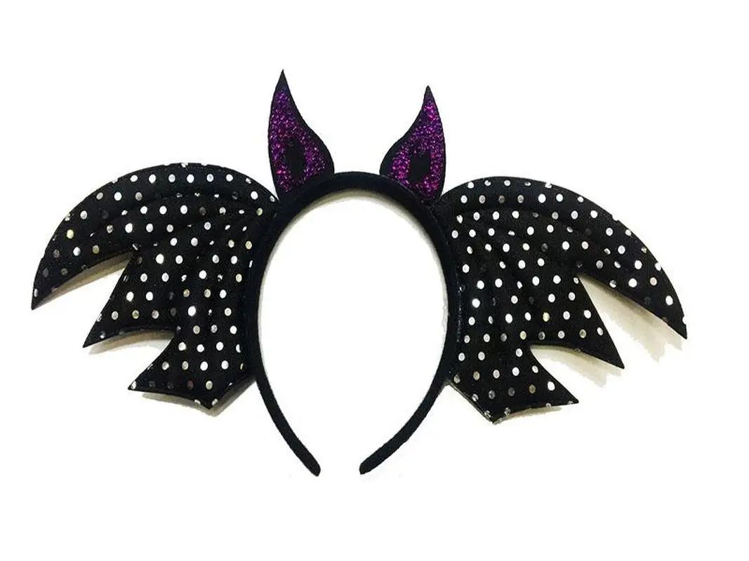 Siyah Renk Yarasa Model Boynuzlu Halloween Tacı 37x19 cm