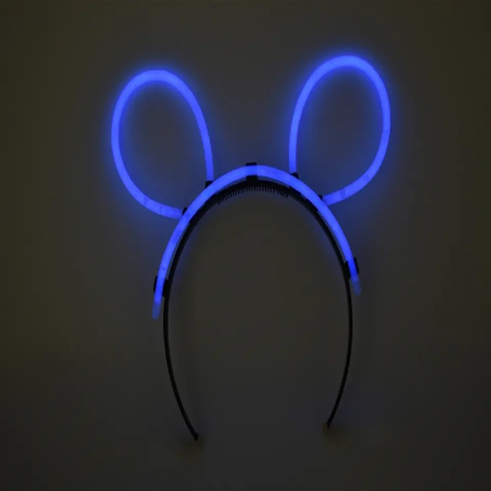 Karanlıkta Parlayan Fosforlu Glow Stick Taç Tavşan Kulağı Tacı Mavi Renk