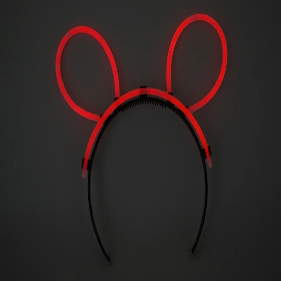 Karanlıkta Parlayan Fosforlu Glow Stick Taç Tavşan Kulağı Tacı Kırmızı Renk