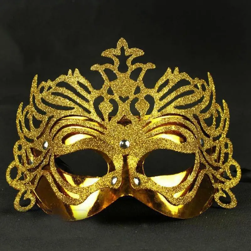 Metalik Altın Gold Renk Masquerade Simli Parti Maskesi 23x14 cm