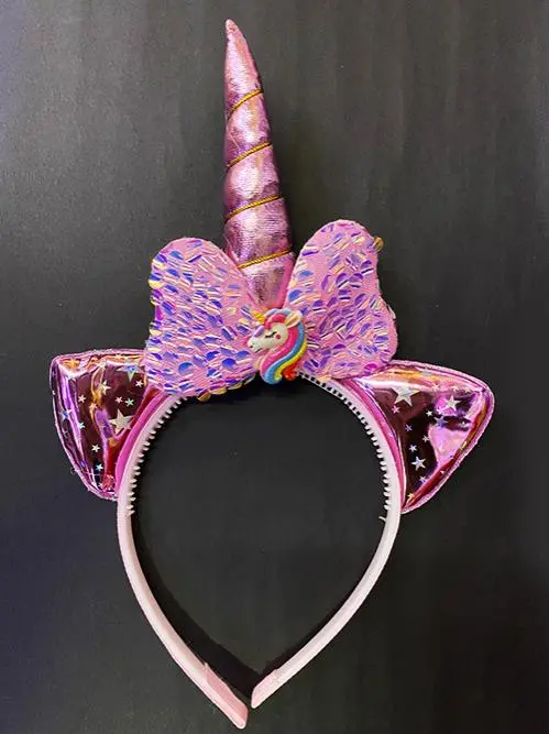 Soft Pembe Boynuzlu At Figürlü Çocuk Pullu Unicorn Tacı 17x27 cm