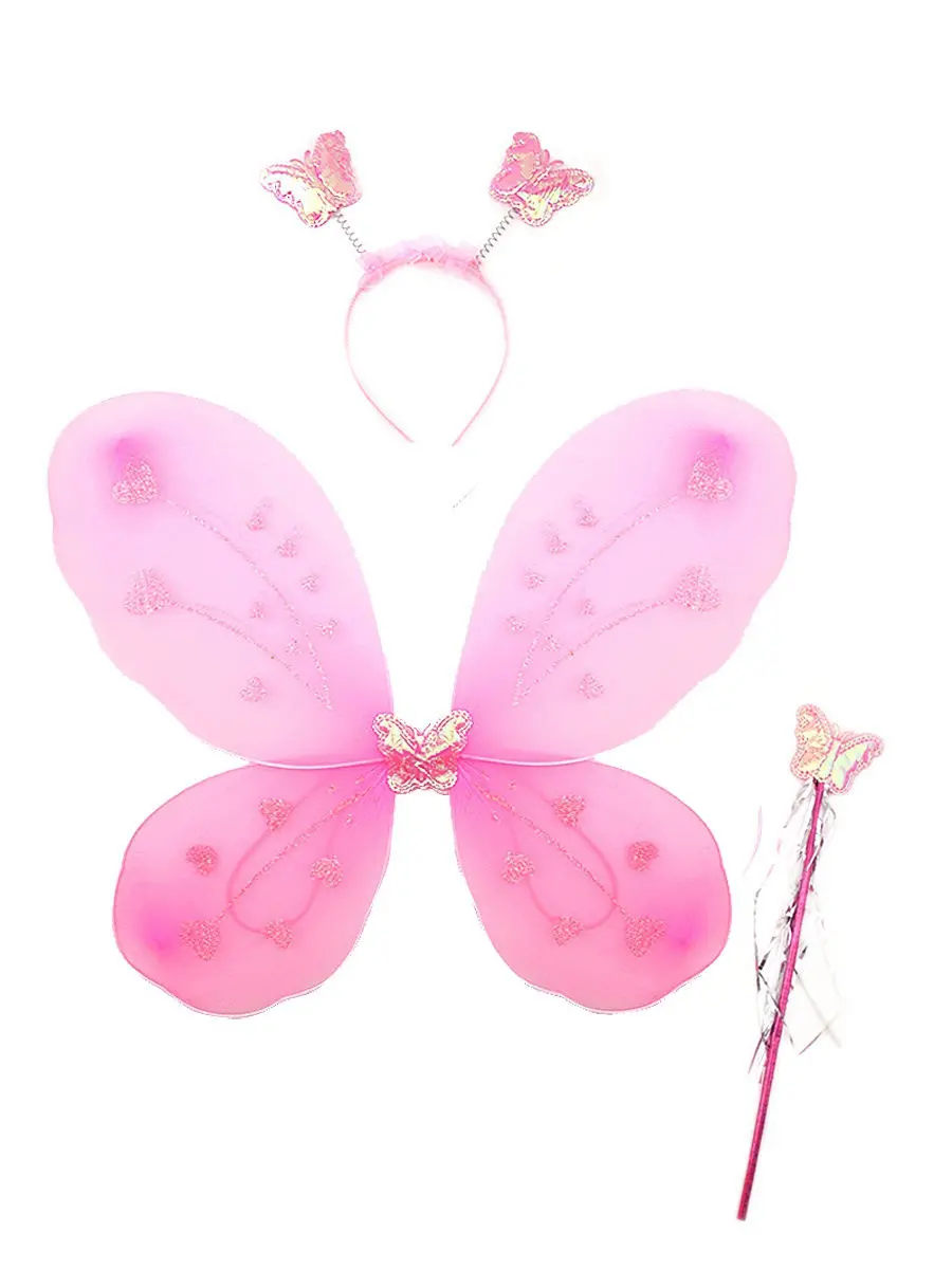 Toz Pembe Renk Kanadı Tacı ve Sopası 50x37 cm
