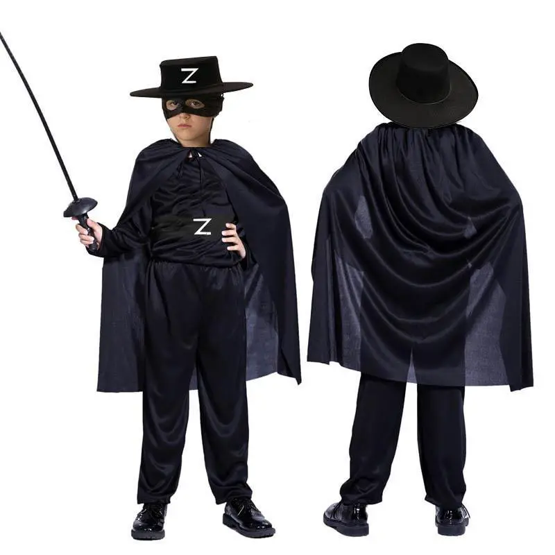 Zorro Kara Şövalye Kostümü - Zorro Kostümü Çocuk Boy 7-8 Yaş