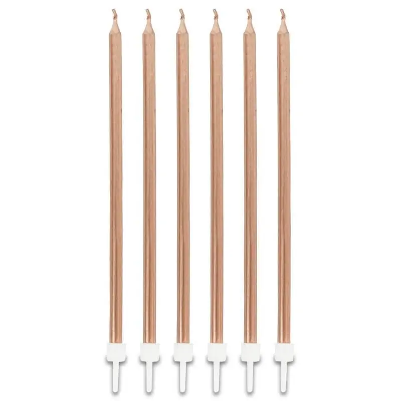 Soft Pembe Renk Uzun Pasta Parti Mumu 6 Adet 16 cm