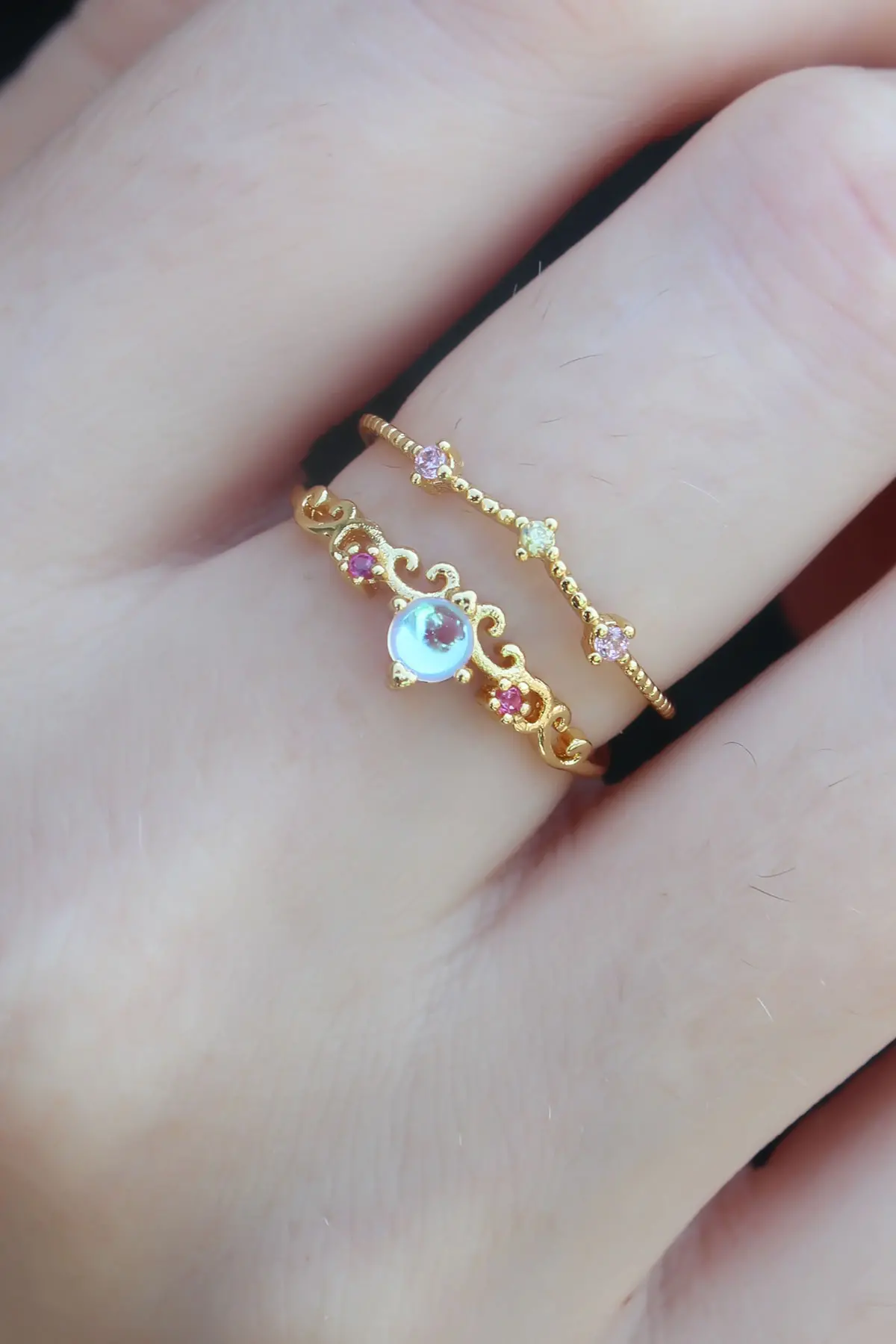Gold Renk Zirkon Taşlı Taç Model Kadın Yüzük TJ-BYK2665