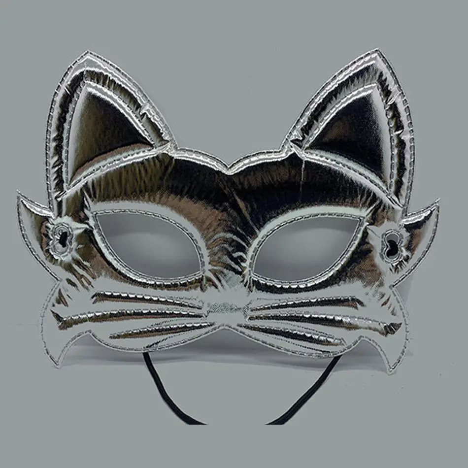 Gümüş Renk Kumaş Malzemeden İmal Kedi Maskesi 19x15 cm
