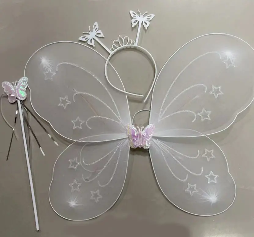 Beyaz Renk Kanadı Tacı ve Sopası 50x37 cm