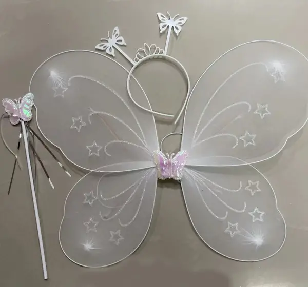 Beyaz Renk Kanadı Tacı ve Sopası 50x37 cm