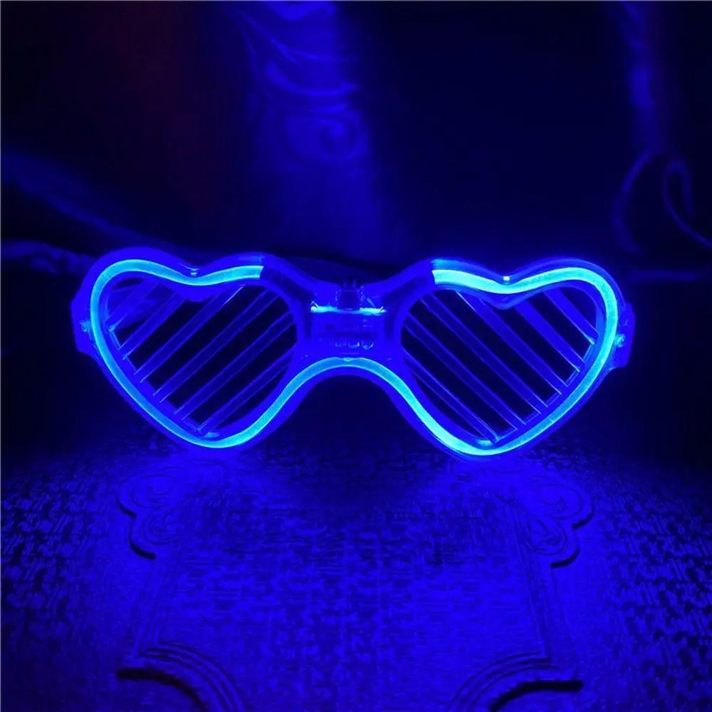 Mavi LED Işıklı Kalp Gözlük – 3 Modlu Parti &amp; Glow Gözlüğü