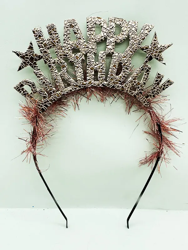 Happy Birthday Yazılı Metal Rose Gold Renk Doğum Günü Parti Tacı