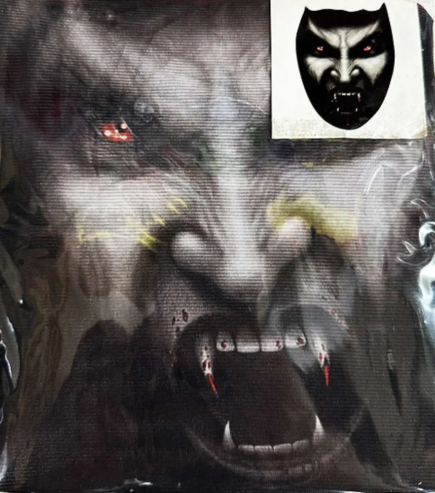 Yüze Yapışan Kafaya Tam Geçmeli Streç Kanlı Dişli Dracula Maske Bez Maske Model 11-2