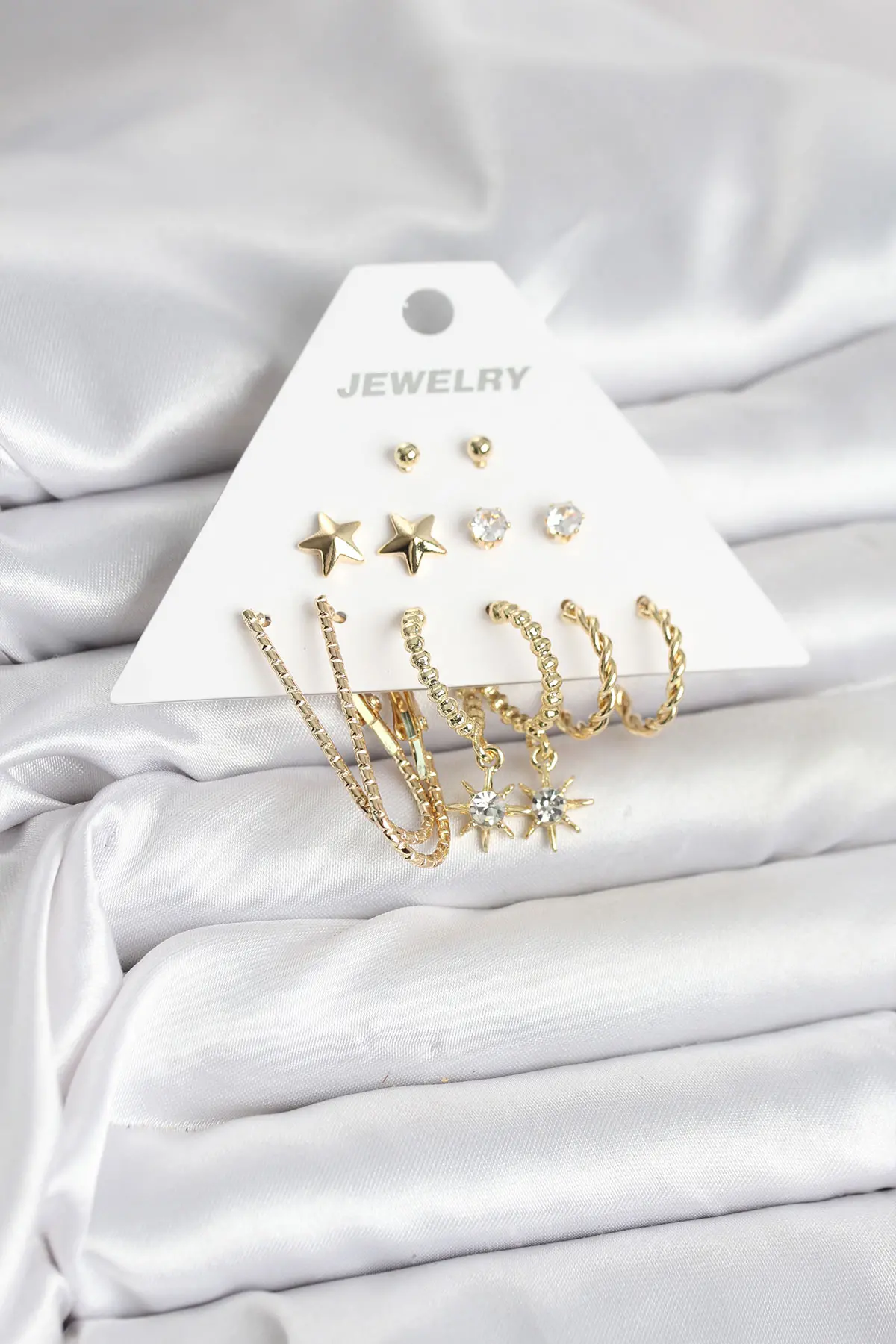 6 Çift Kadın Küpe Seti Gold Renk TJ-BKP11318
