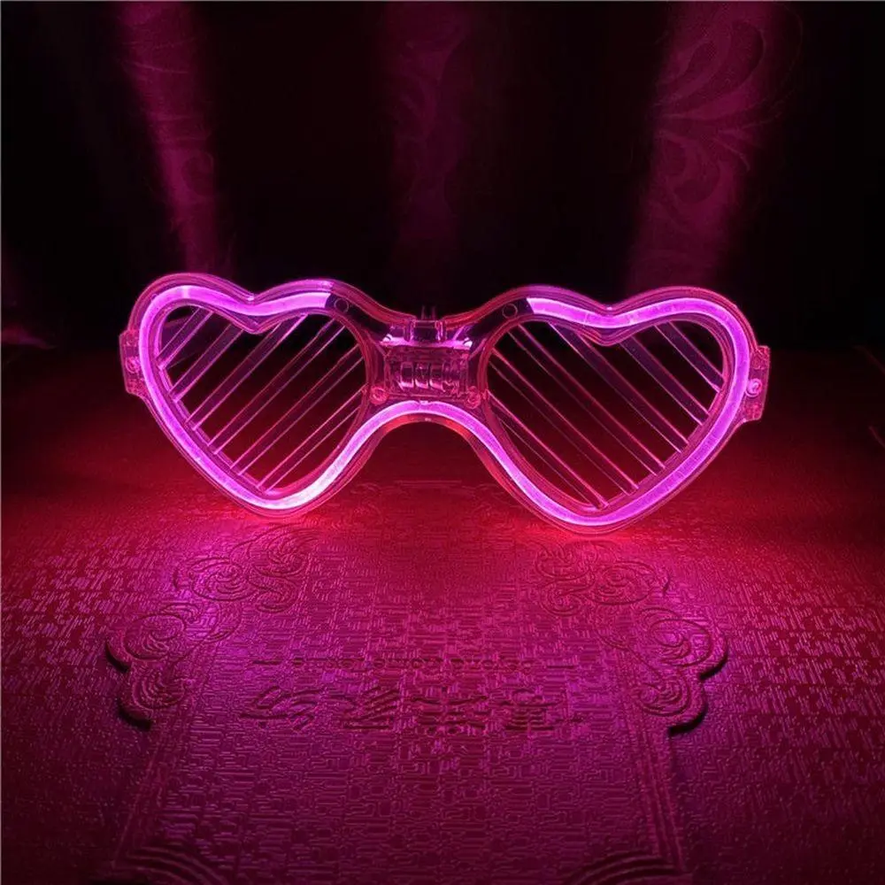 Pembe LED Işıklı Kalp Gözlük – 3 Modlu Parti &amp; Glow Gözlüğü