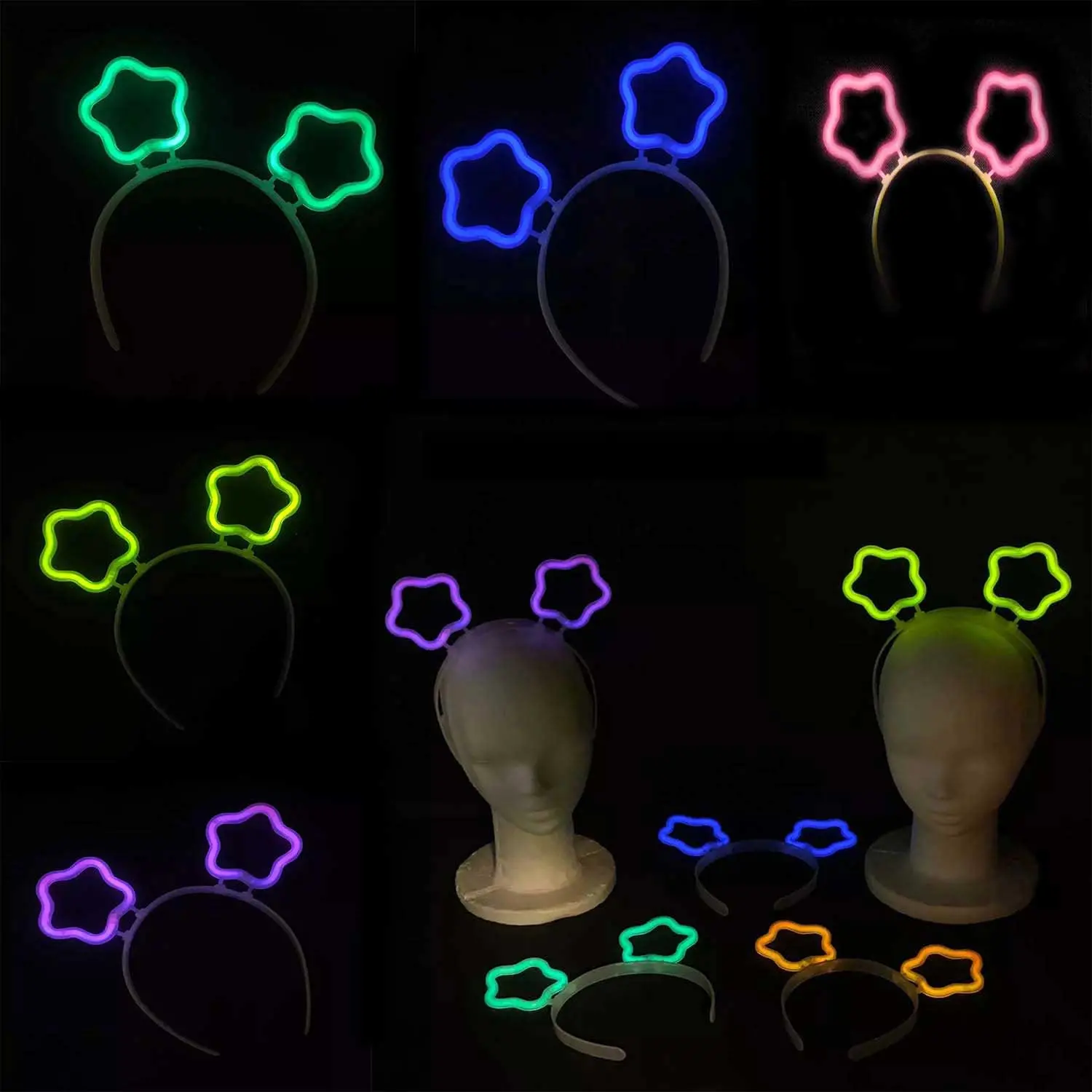 Glow Stick Karanlıkta Yanan Fosforlu Yıldız Taç 12 Adet