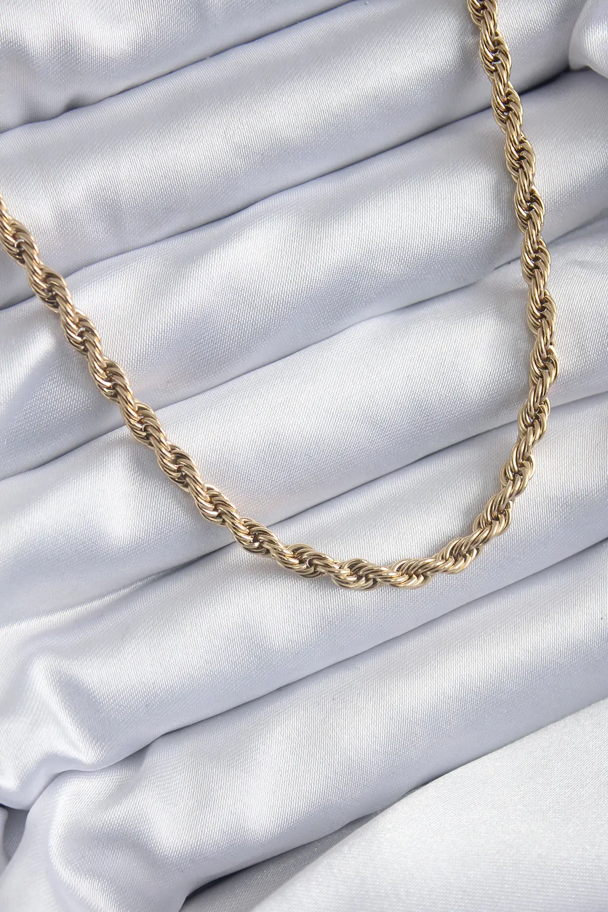 316L Çelik Gold Renk 60 cm Burgu Model Kadın Kolye TJ-BKO7972