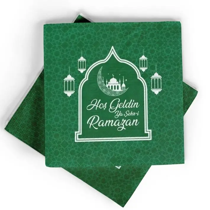 Yeşil Renk Hoşgeldin Ya Şehr-i Ramazan Kağıt Peçete 20 Adet