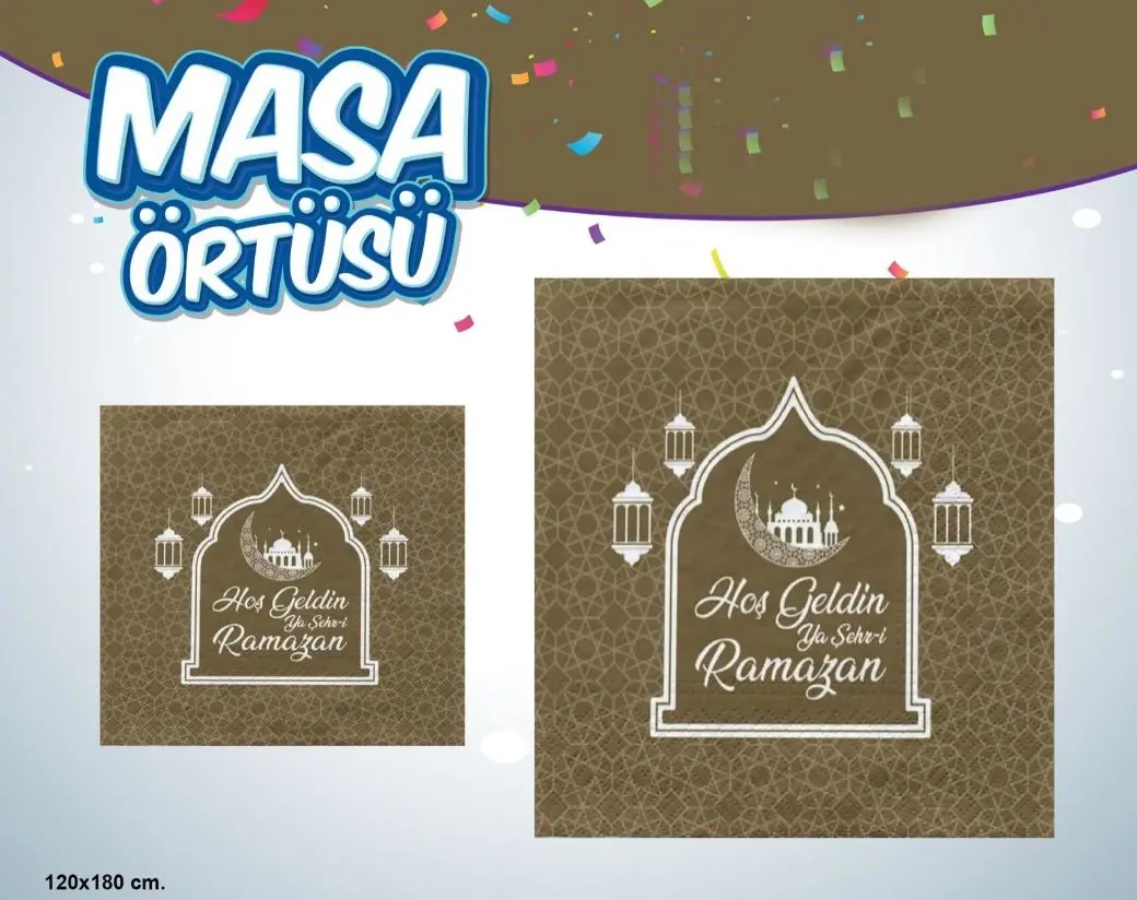 Hoşgeldin Ya Şehr-i Ramazan Yazılı Masa Örtüsü Gold 120x180 cm