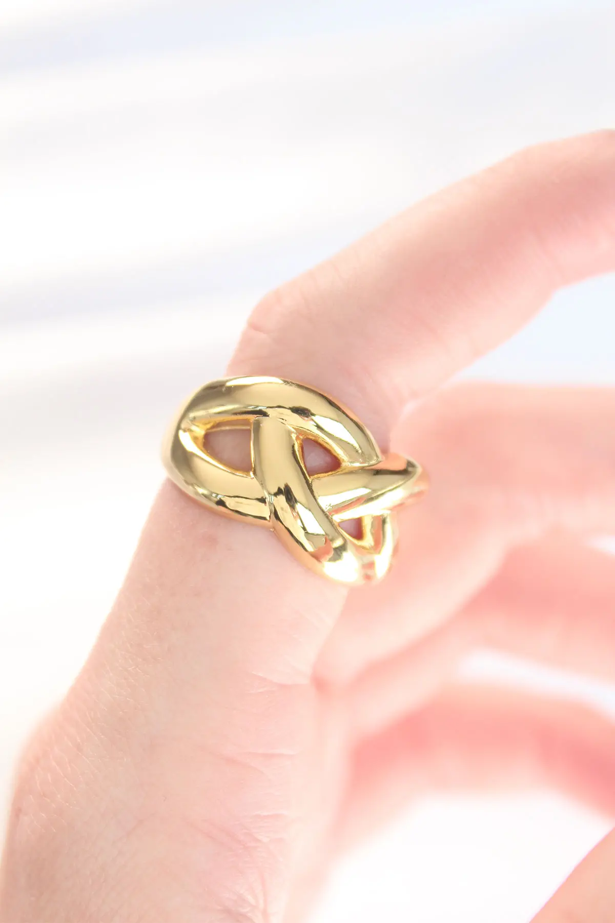 Düğüm Model Gold Renk Ayarlanabilir Yüzük TJ-BYK3126