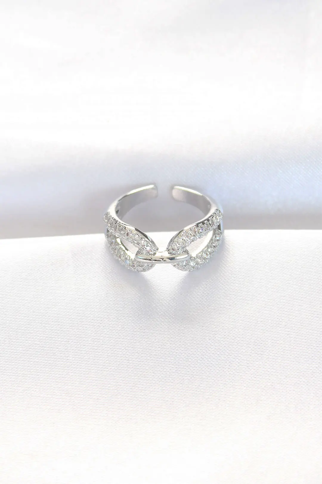 Zirkon Taşlı Silver Renk Ayarlanabilir Yüzük TJ-BYK3108