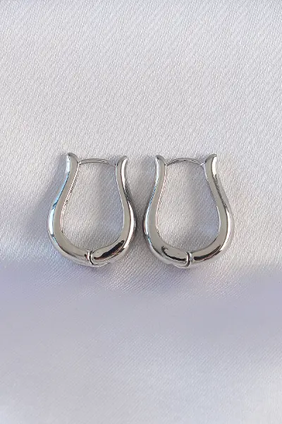Pirinç Gümüş Renk İçi Boş Gül Küpe TJ-BKP8977