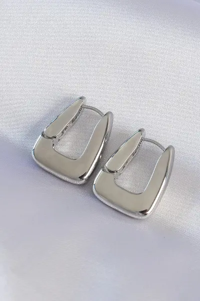 Pirinç Gümüş Renk Kalın Küpe TJ-BKP8979