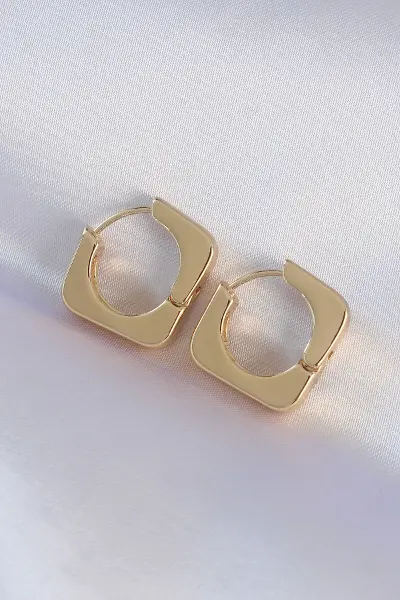 Pirinç Gold Renk Kare Küpe TJ-BKP8986
