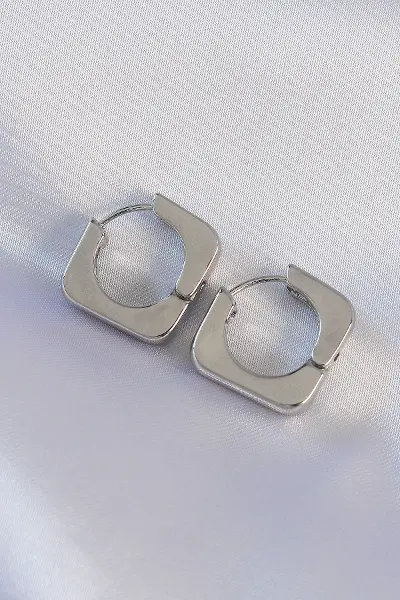 Pirinç Gümüş Renk Kare Küpe TJ-BKP8987