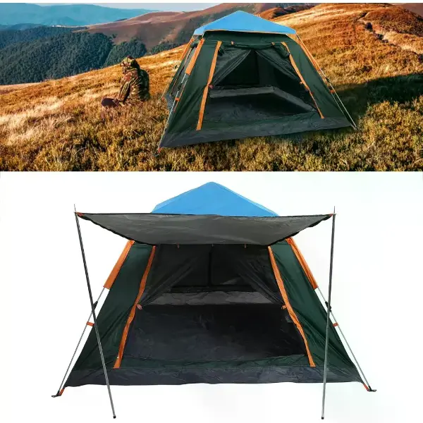 Tam Su Ve Rüzgar Geçirmez Gölgelikli Tenteli 6 Kişilik Kamp Çadırı 240*240*155 Cm