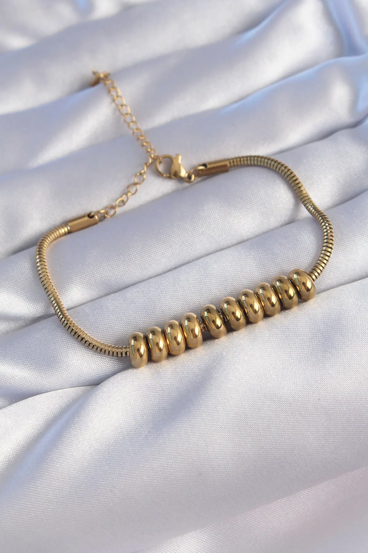 316L Çelik Gold Renk Oval Figürlü Bileklik TJ-BB6096