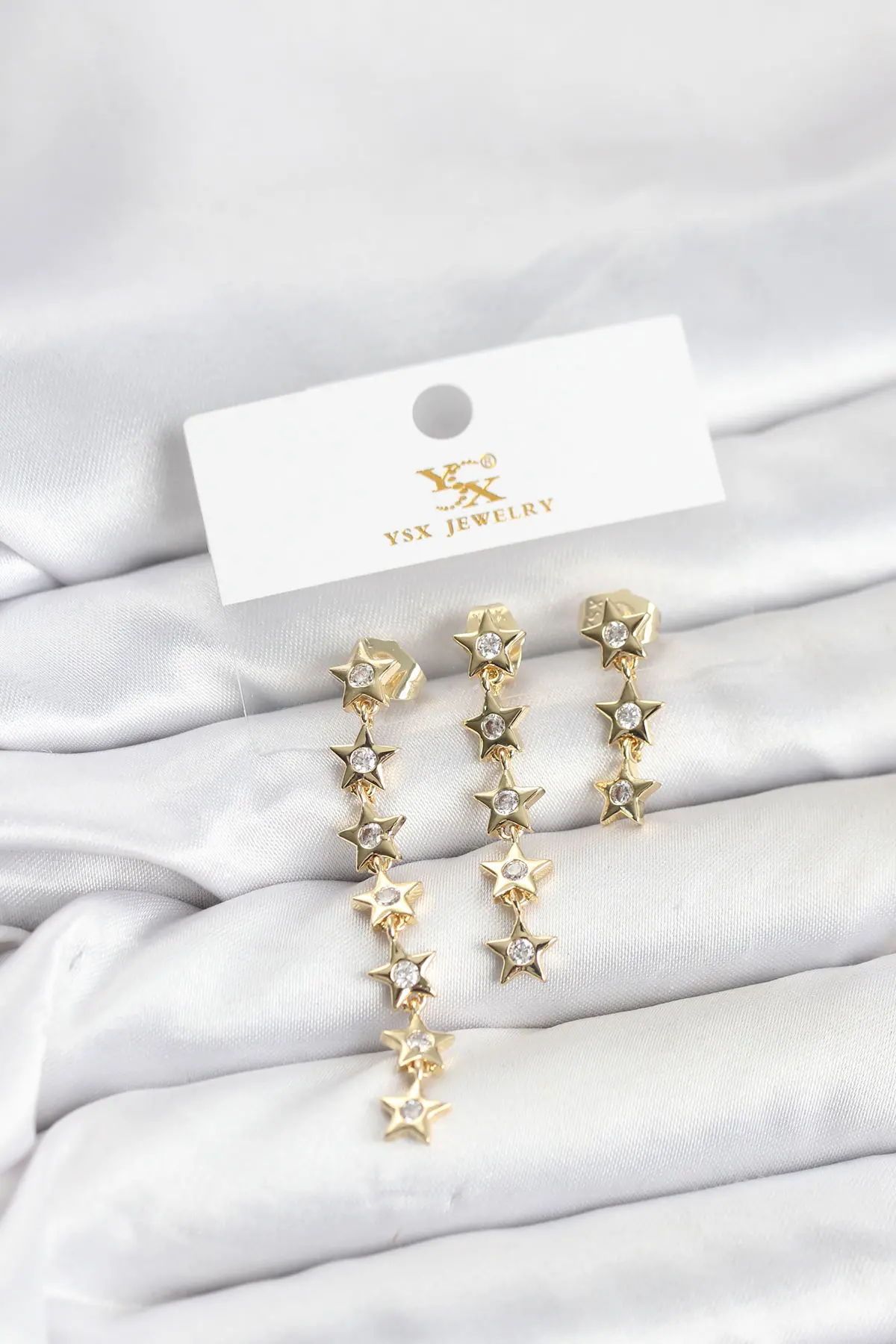 Pirinç Gold Renk Yıldız Model YSX Trio Küpe Seti TJ-BKP11554