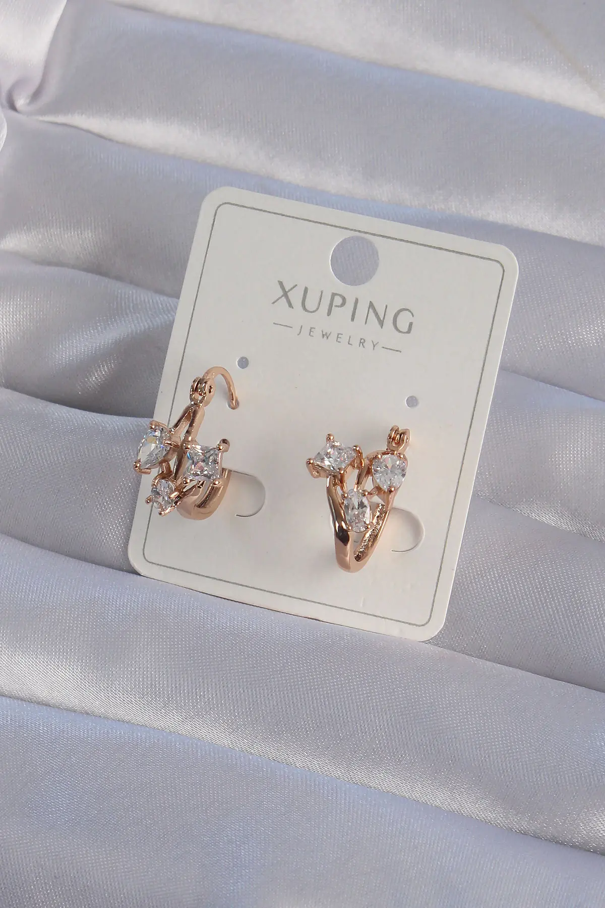 XUPİNG Rose Renk Zirkon Taşlı Halka Küpe TJ-BKP9358