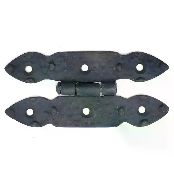 Antika Tarz Dekoratif Pirinç Düğmeli Menteşe - 117x57 mm, Oksit
