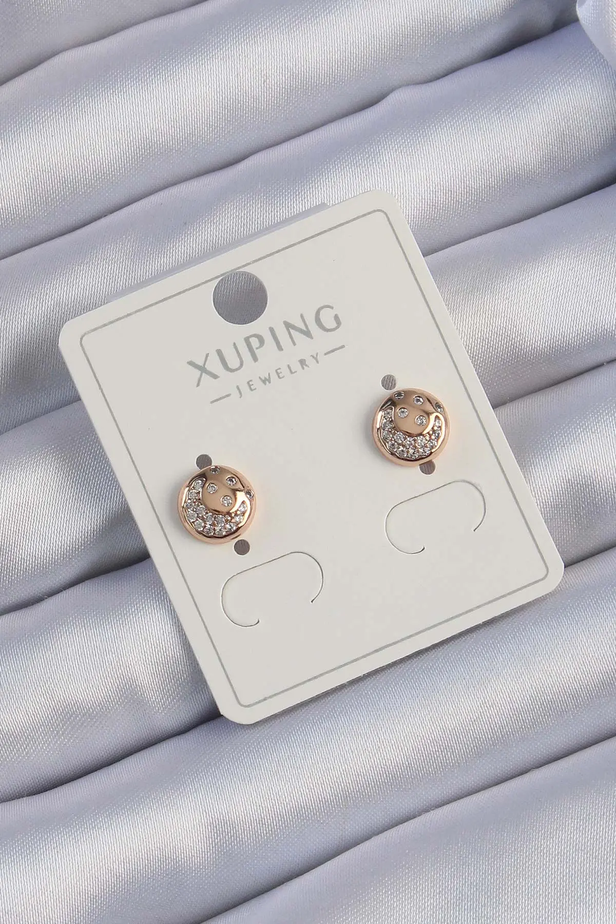 Xuping Rose Renk Zirkon Taşlı Yansımalı Oval Küpe TJ-BKP9414
