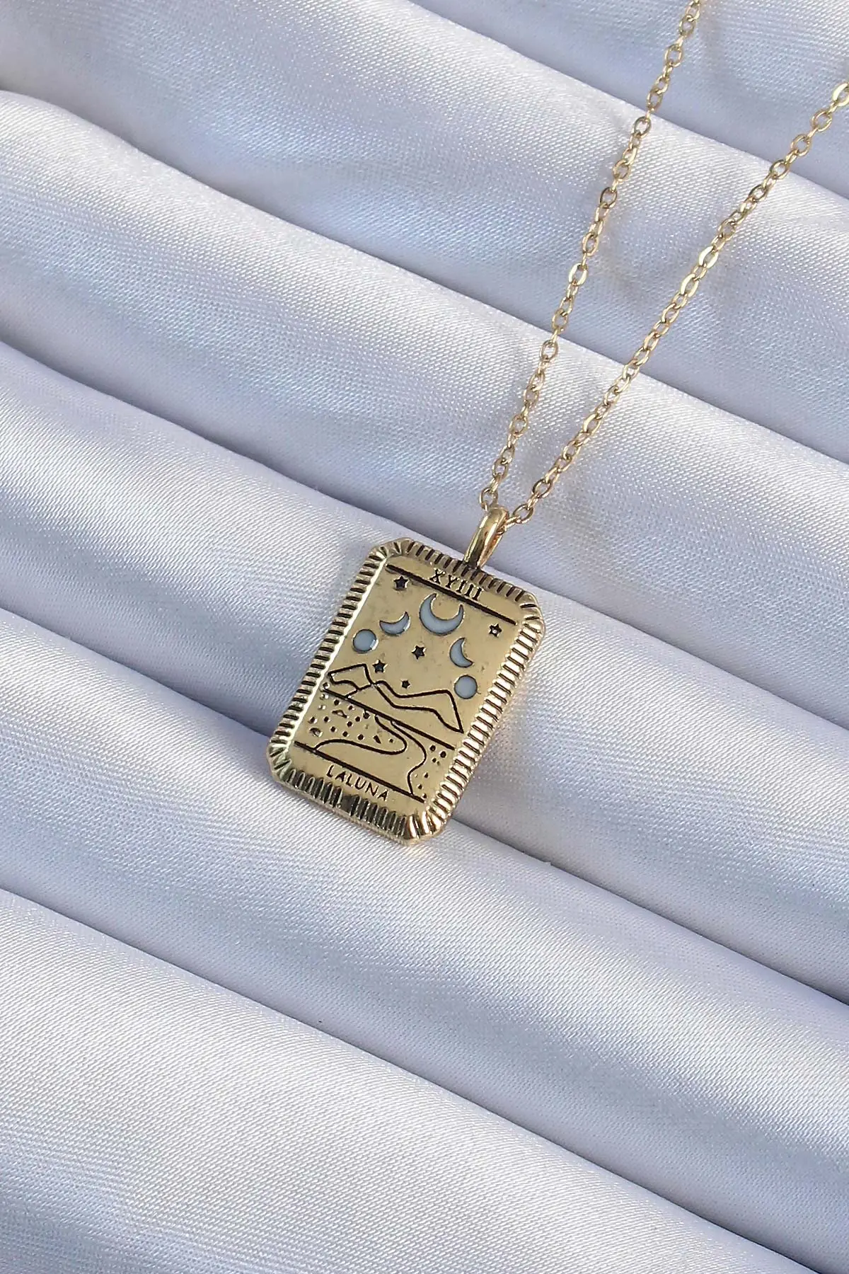 316L Çelik Zincir Eskitme Renk Ay Figürlü Tarot Kolye TJ-BKO9221
