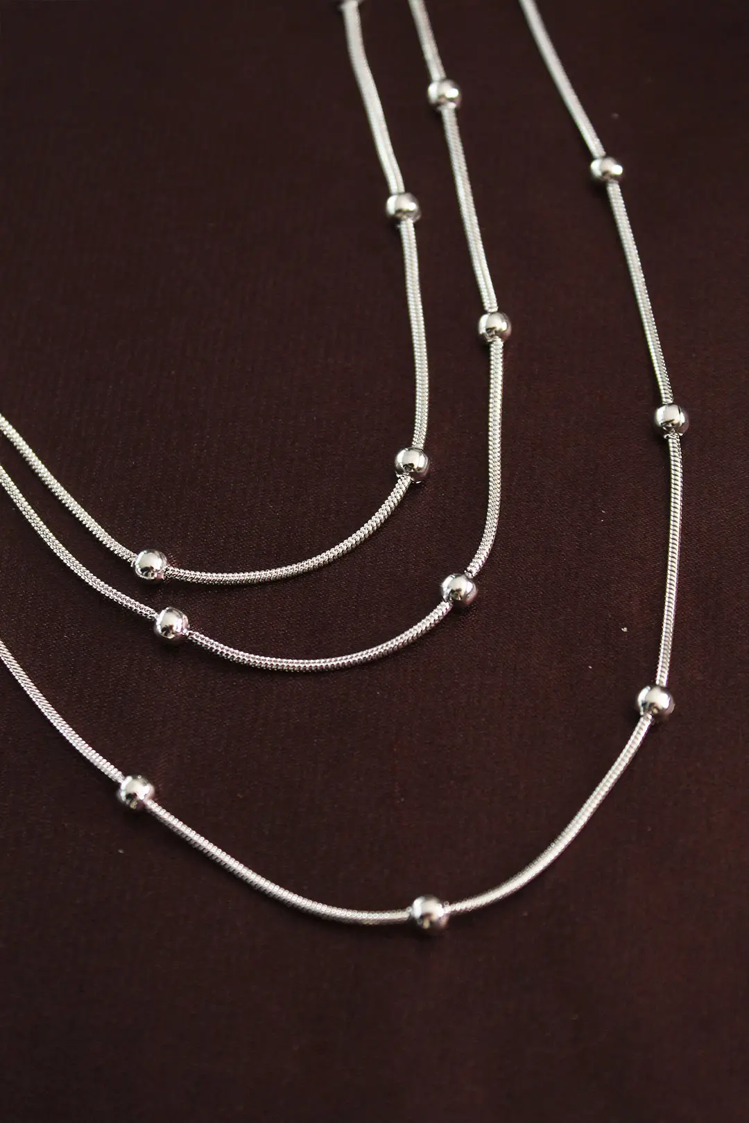 316L Çelik Gümüş Renk Minimal Topçuk Model Çoklu Kolye TJ-BKO6332