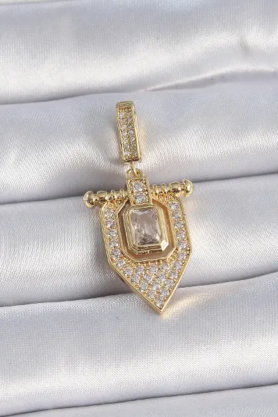 Pirinç Gold Renk Baget Zirkon Taşlı Ajda Charm TJ-BC1011