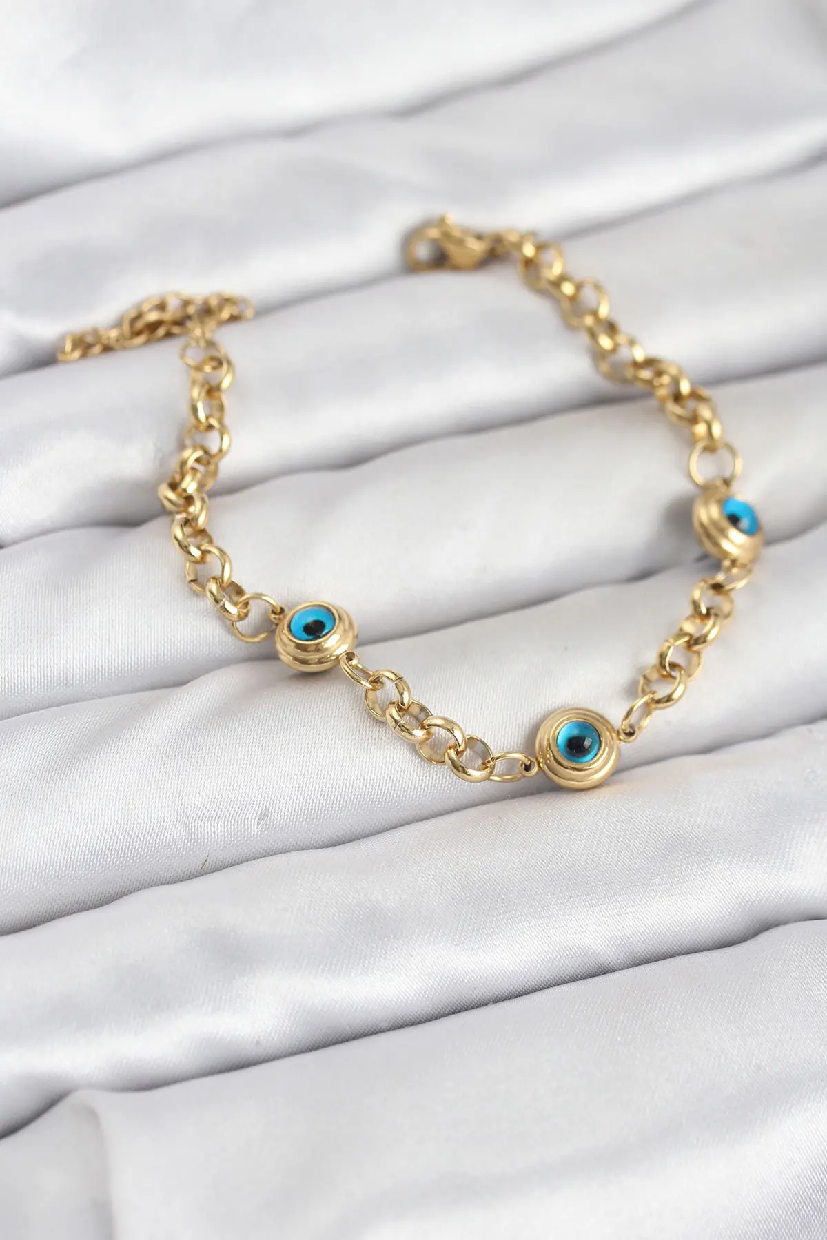 316L Çelik Nazar Model Gold Renk Kadın Bileklik TJ-BB8166