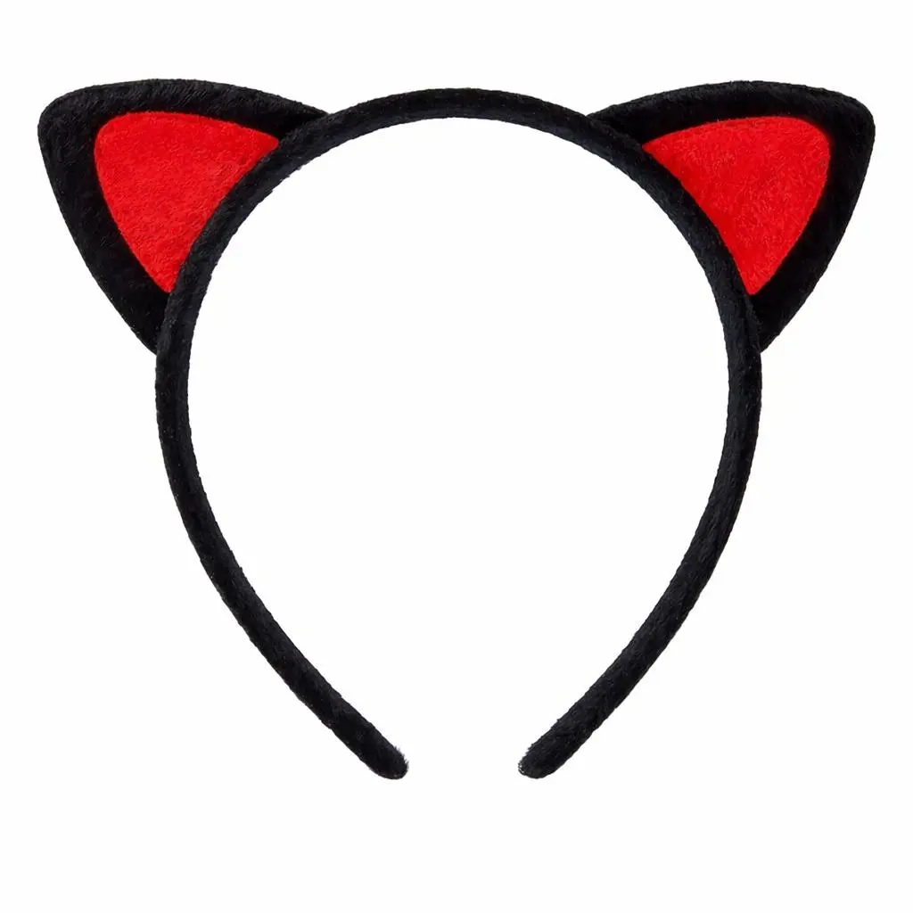 Peluş Kedi Kulak Taç Kırmızı Siyah – Çocuk Parti &amp; Kostüm Tacı