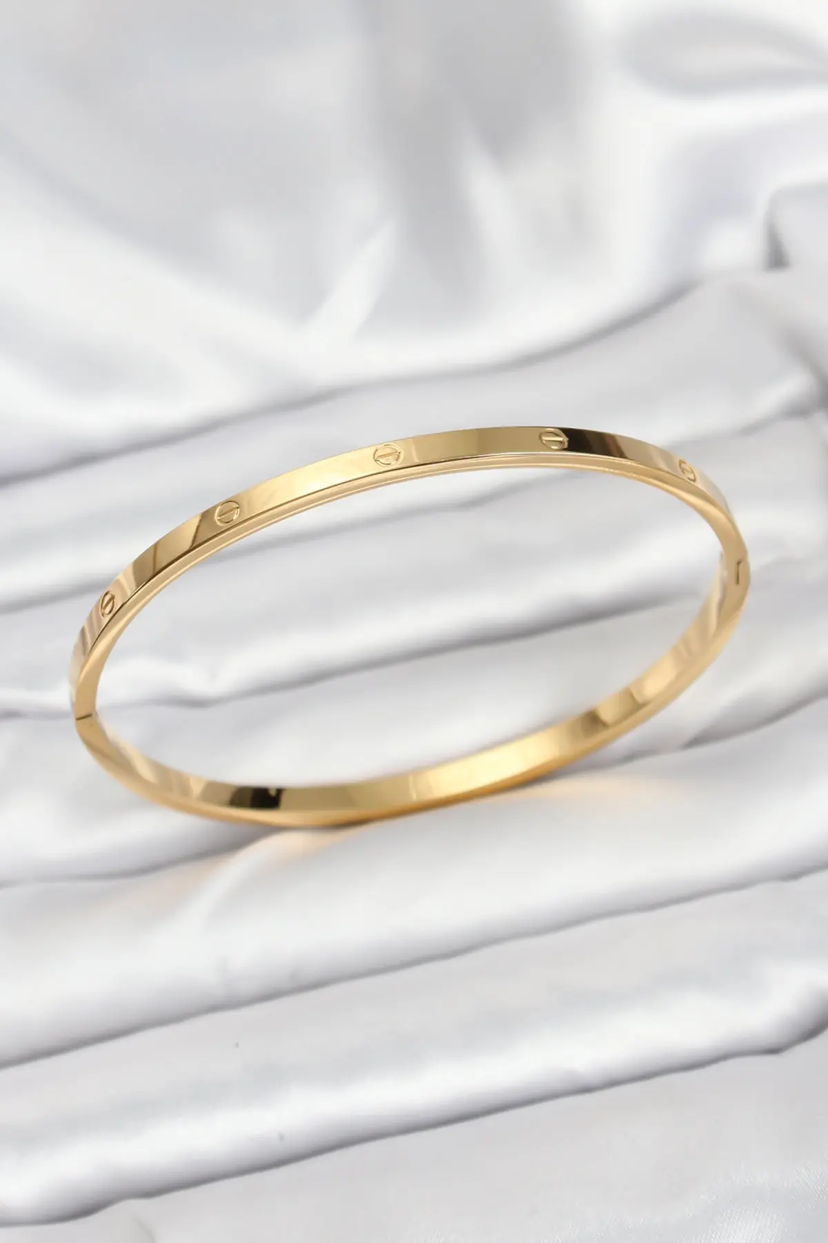 316L Çelik Gold Renk 65 mm İnce Kadın Kelepçe Bileklik TJ-BB7915