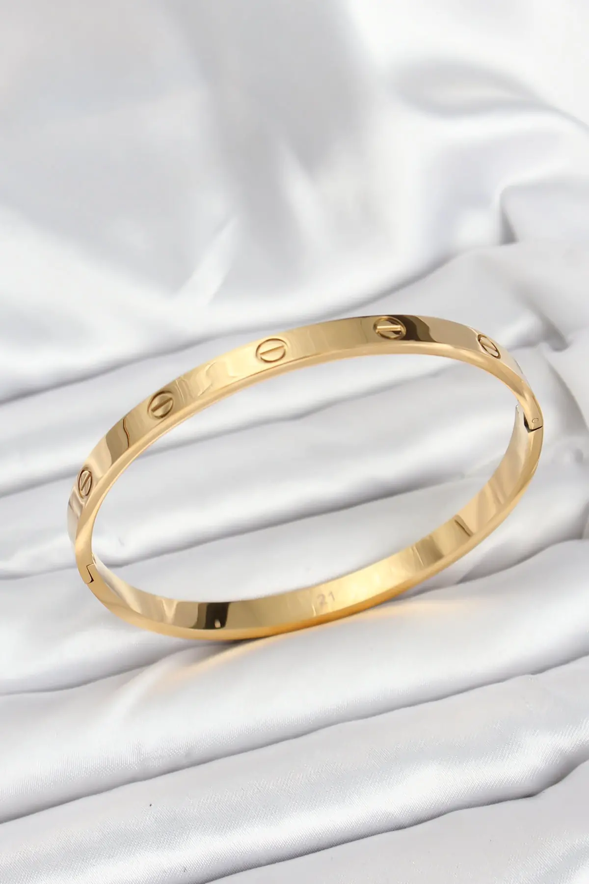 316L Çelik Gold Renk 65 mm Kadın Kelepçe Bileklik TJ-BB7912