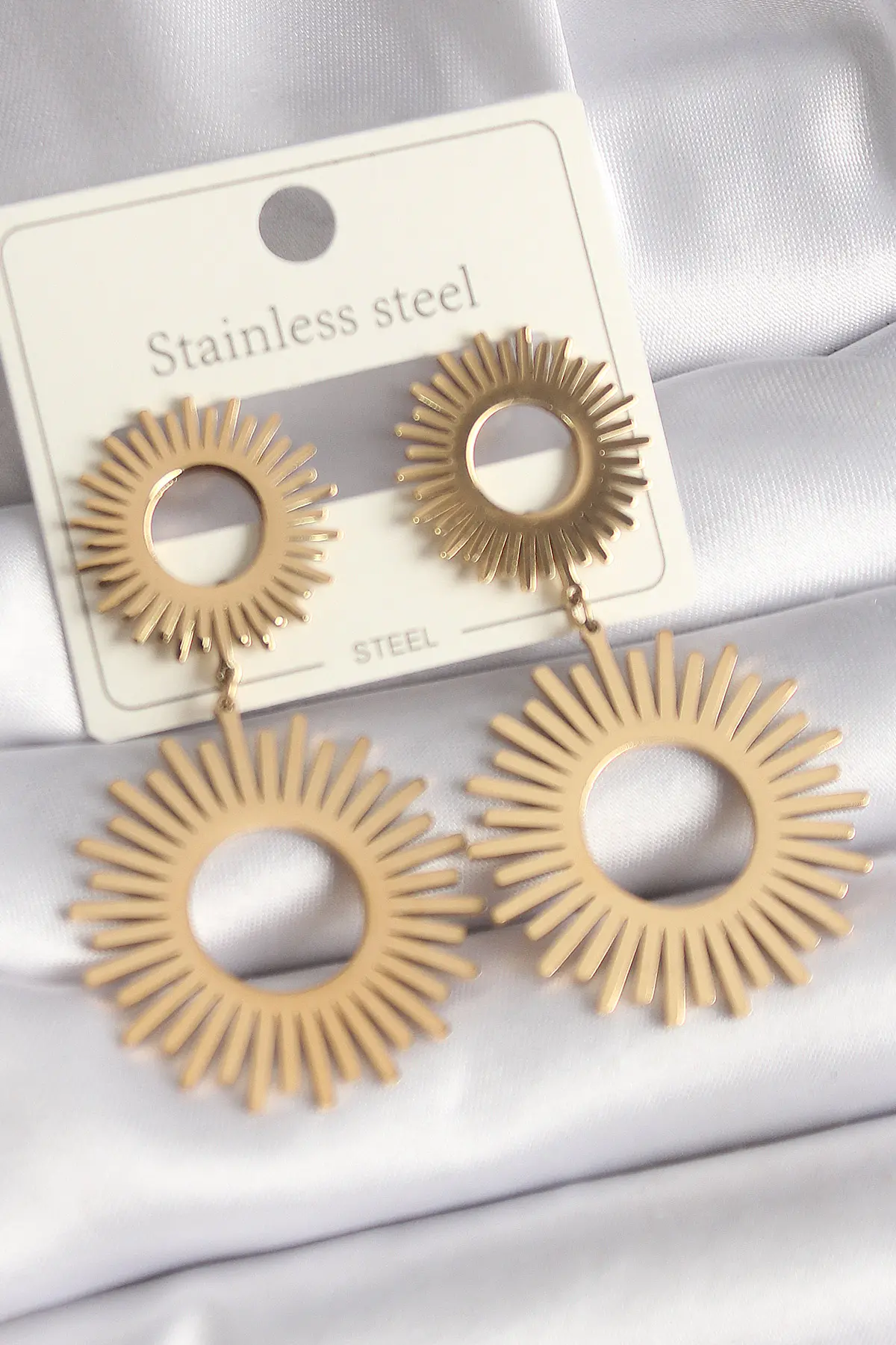 316L Çelik Gold Renk Güneş Model Kadın Küpe TJ-BKP9712